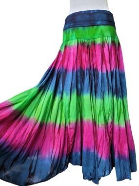 Solitaire Los Angeles Tie Dye Maxi Skirt Boho Festival Cotton Medium